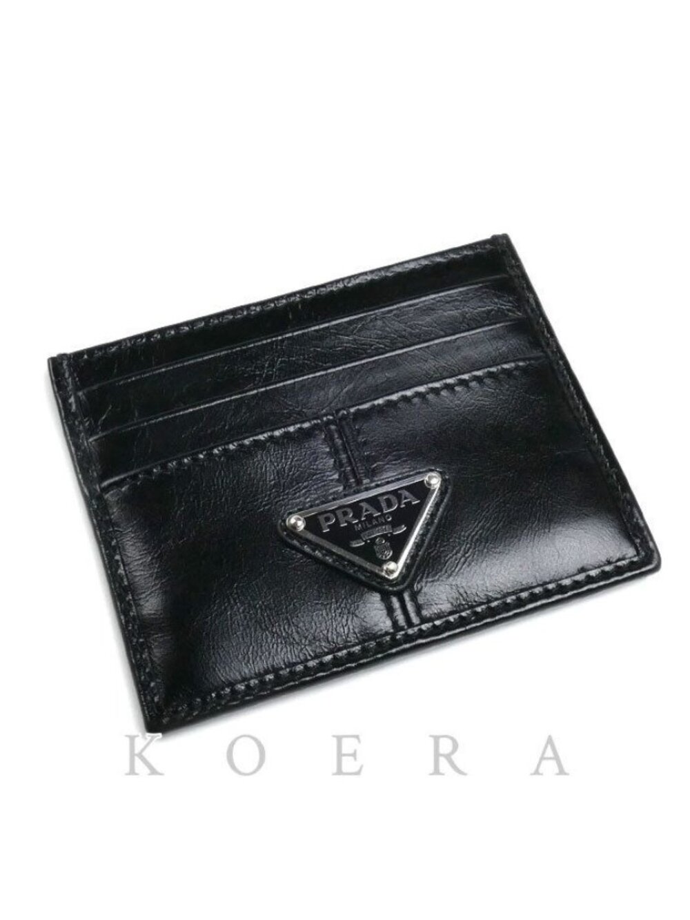 Prada Soft Looks Triangle Logo Card Case Black